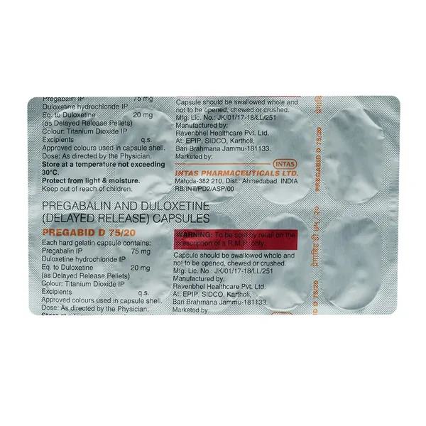 PREGABID D 75/20 TAB 1*10